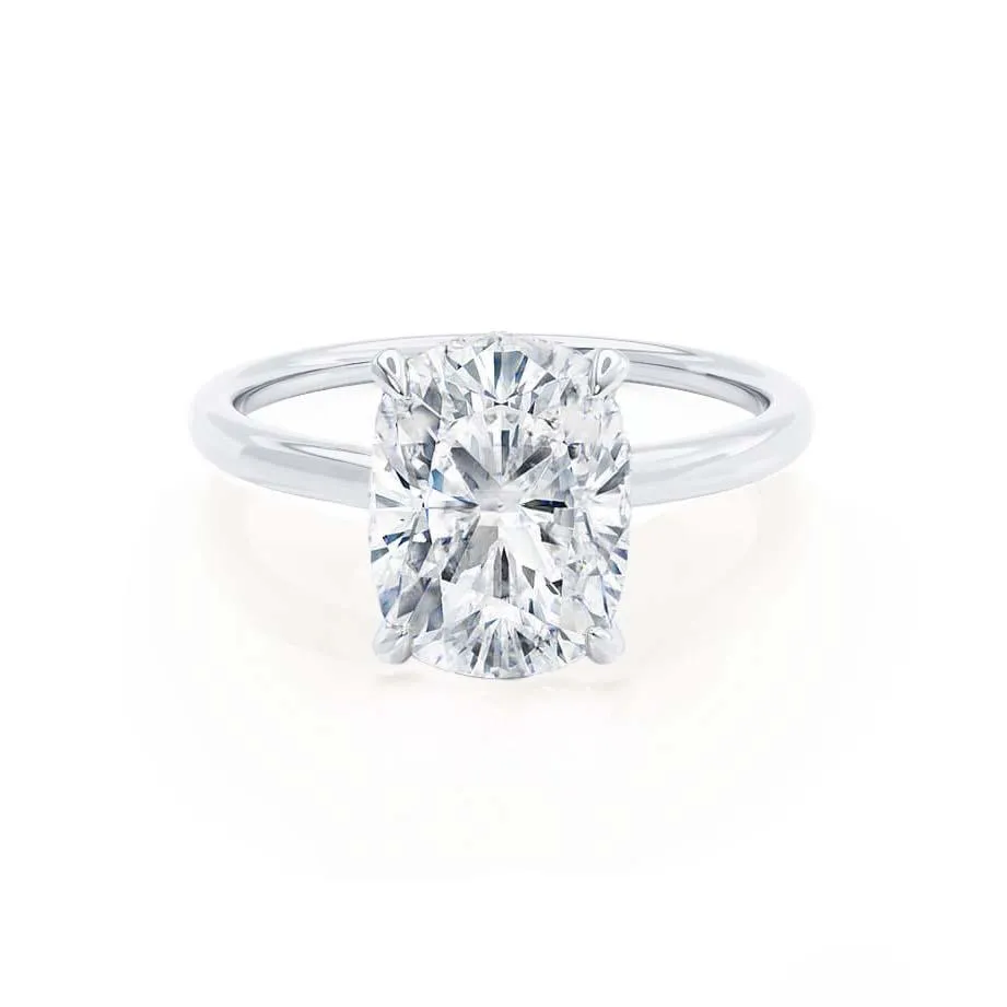 PARIS - Elongated Cushion Lab Diamond 18k White Gold Hidden Halo