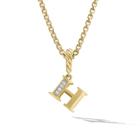 Pavé H Initial Pendant in 18K Yellow Gold with Diamonds