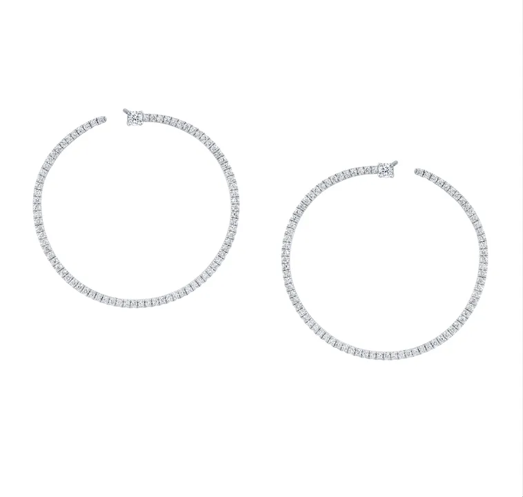 PAVE DIAMOND BARDOT HOOPS