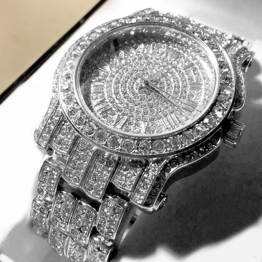 Pave Iced Out Roman Numeral Watch