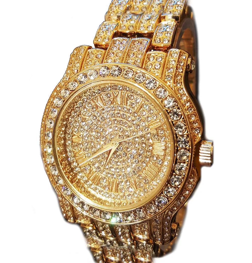 Pave Iced Out Roman Numeral Watch