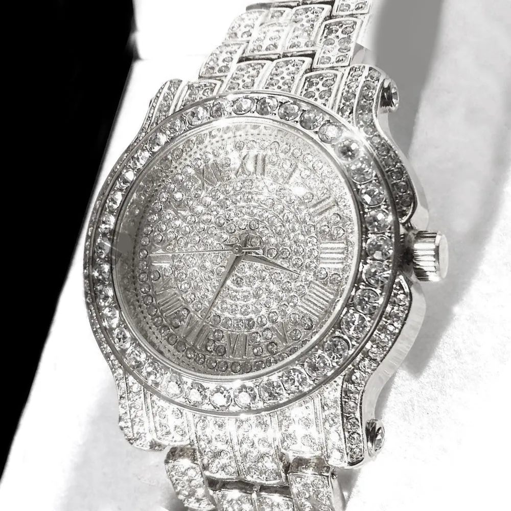 Pave Iced Out Roman Numeral Watch