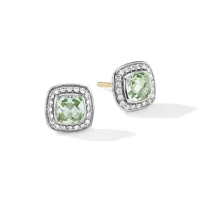 Petite Albion® Stud Earrings with Prasiolite and Pavé Diamonds