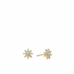 Petite Starburst Stud Earrings in 18K Yellow Gold with Pavé Diamonds