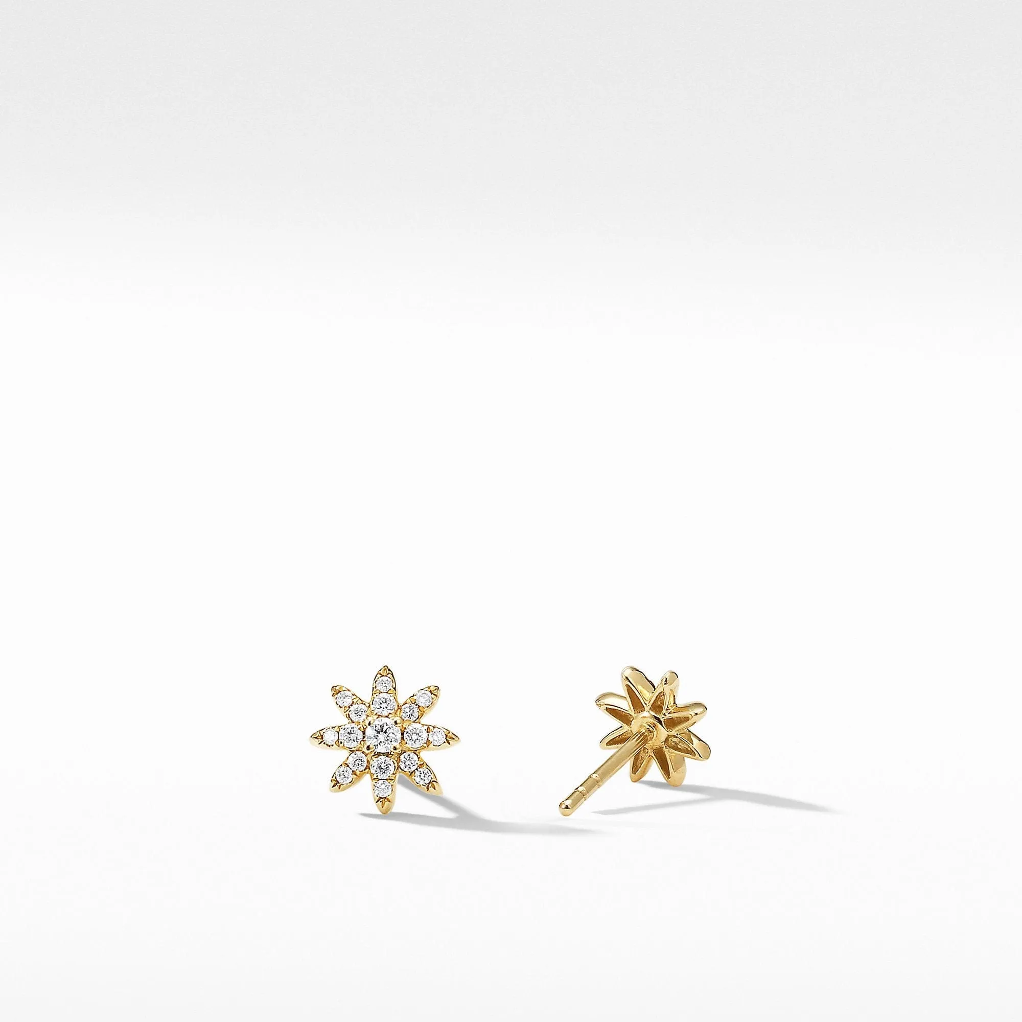 Petite Starburst Stud Earrings in 18K Yellow Gold with Pavé Diamonds