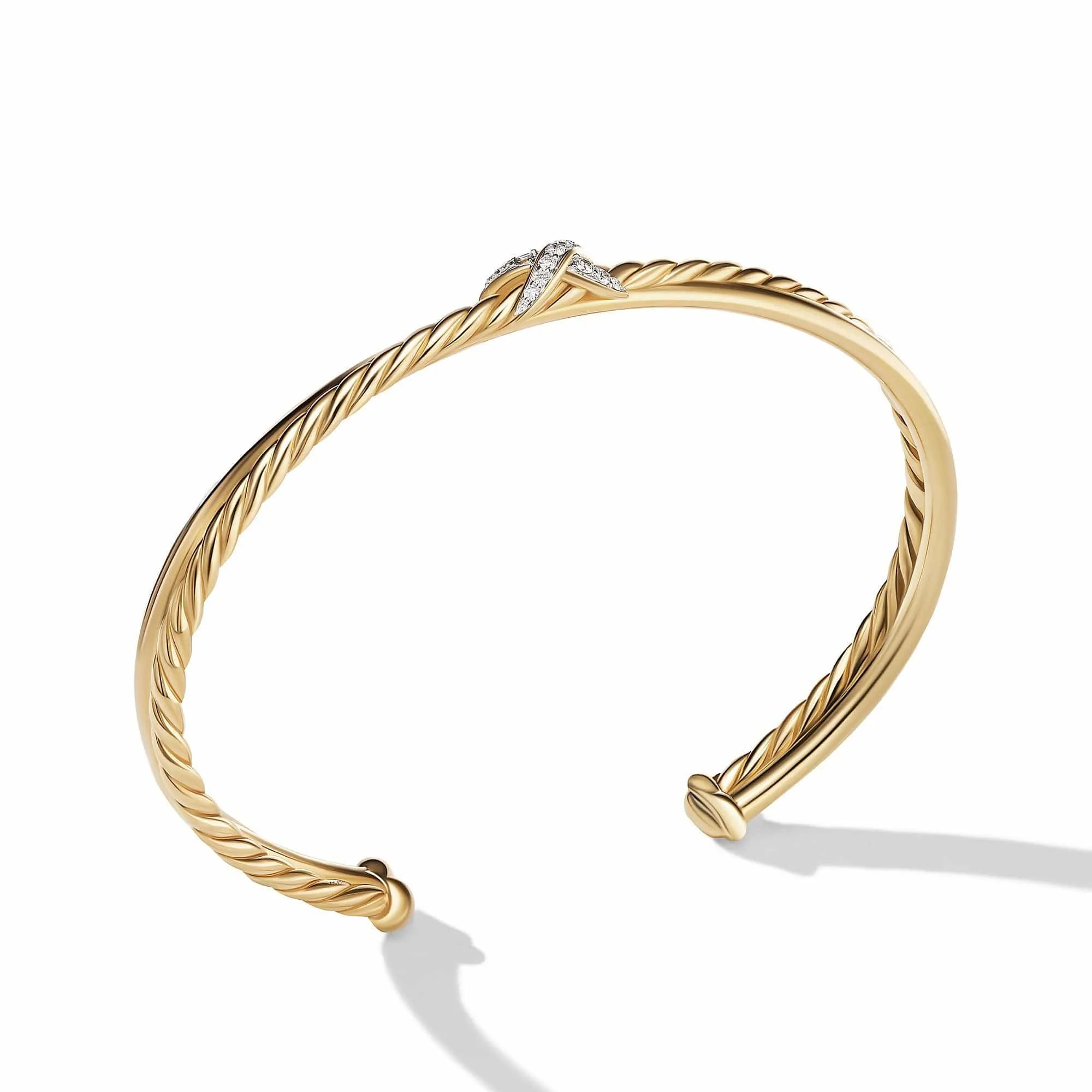 Petite X Bracelet in 18K Yellow Gold with Pavé Diamonds