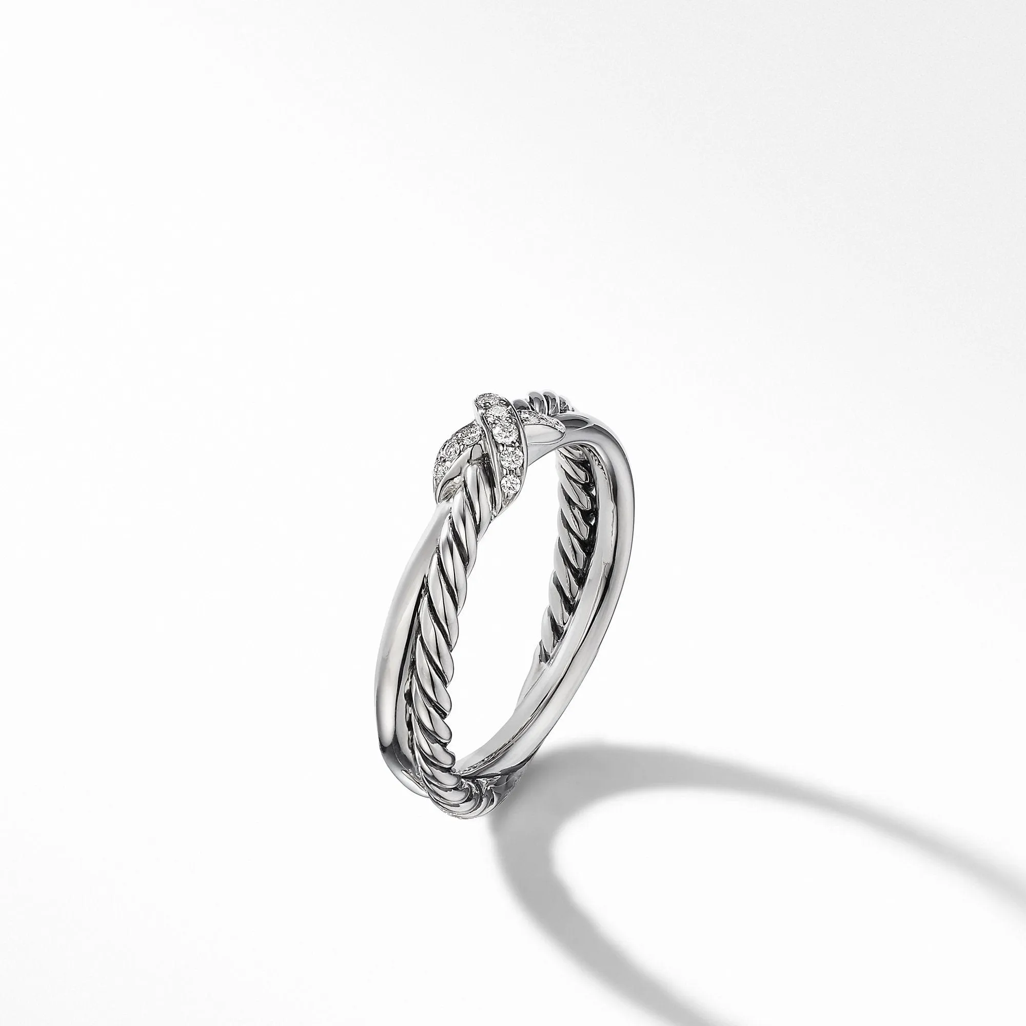 Petite X Ring with Pavé Diamonds