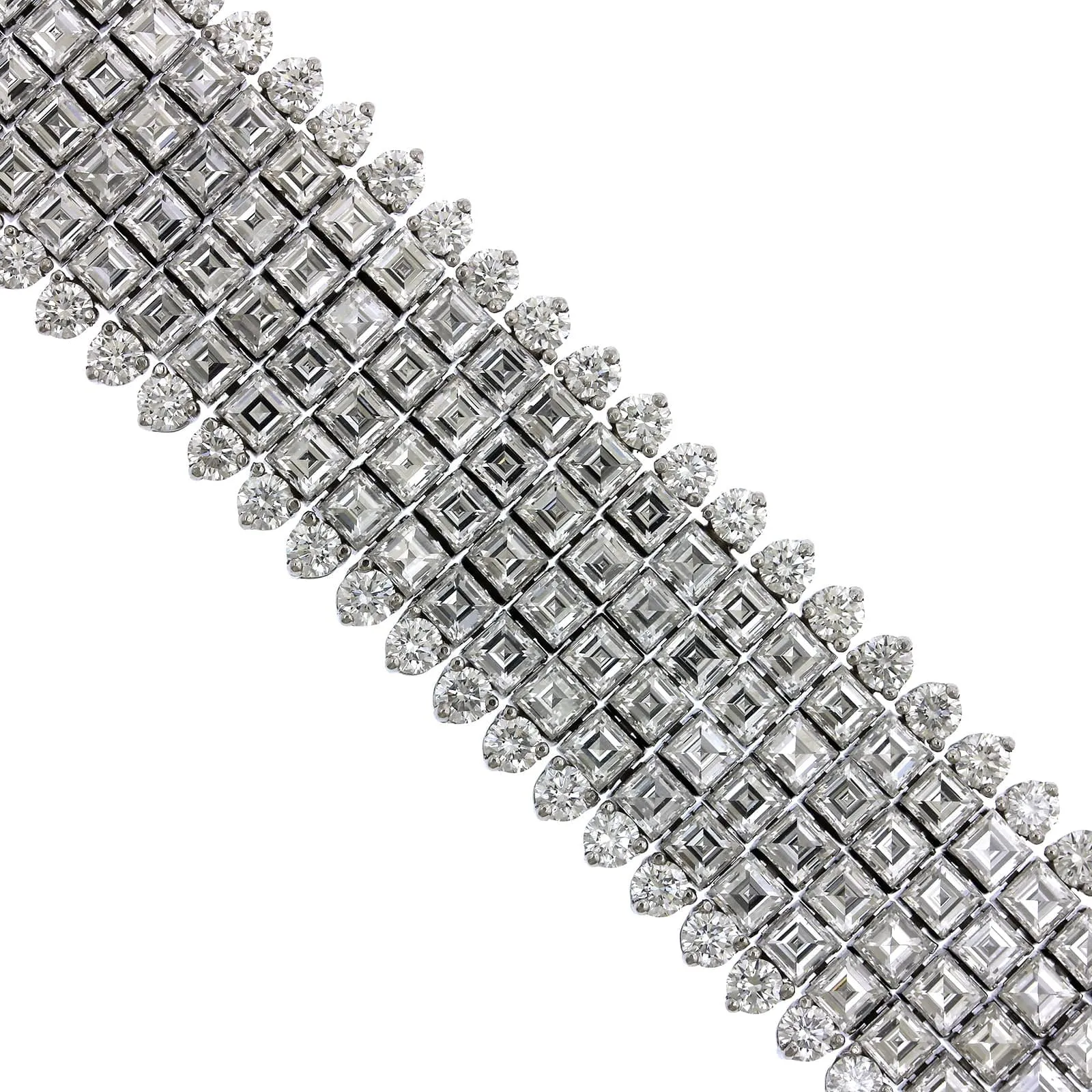 Platinum 6 Row Invisible Set Diamond Bracelet