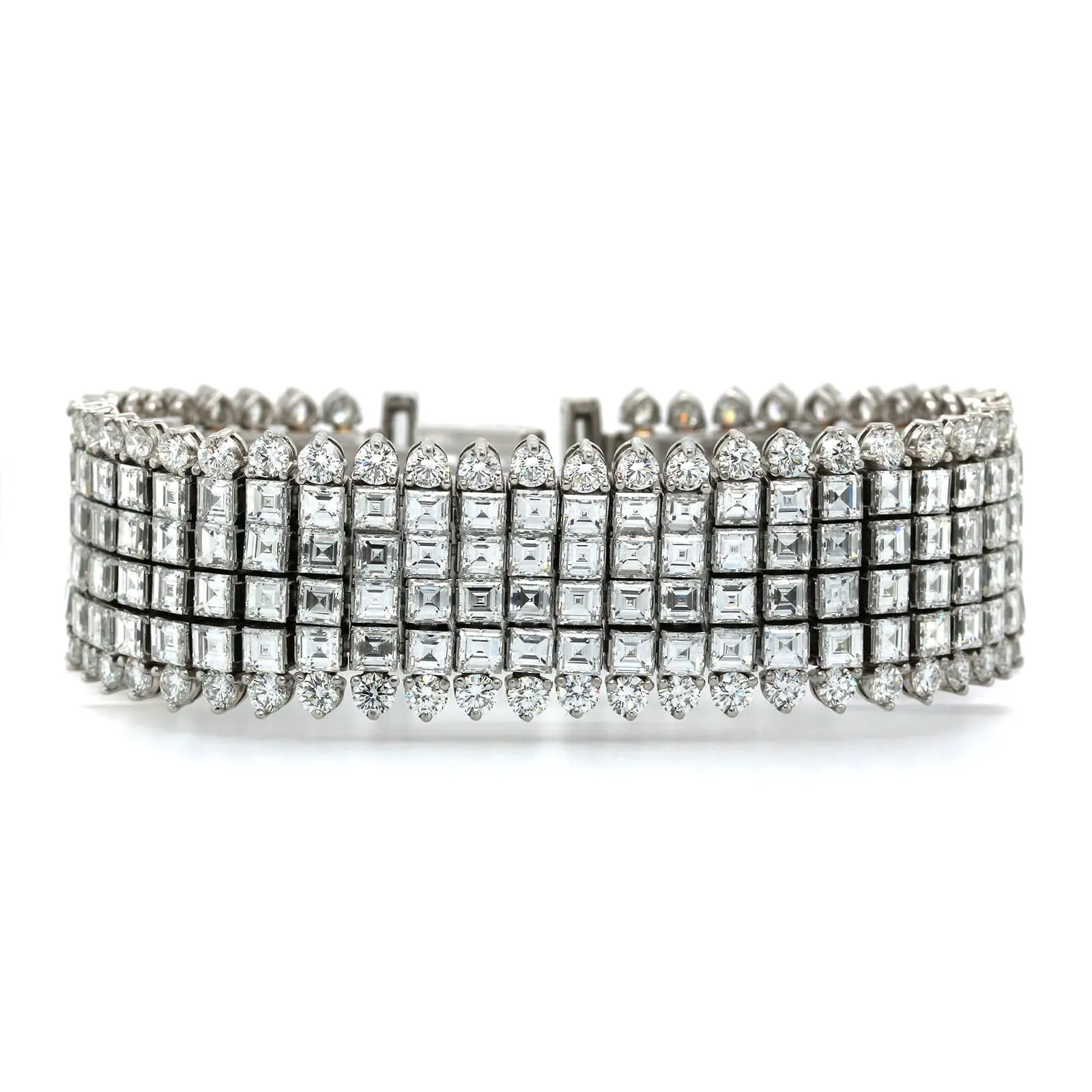 Platinum 6 Row Invisible Set Diamond Bracelet