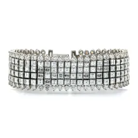 Platinum 6 Row Invisible Set Diamond Bracelet