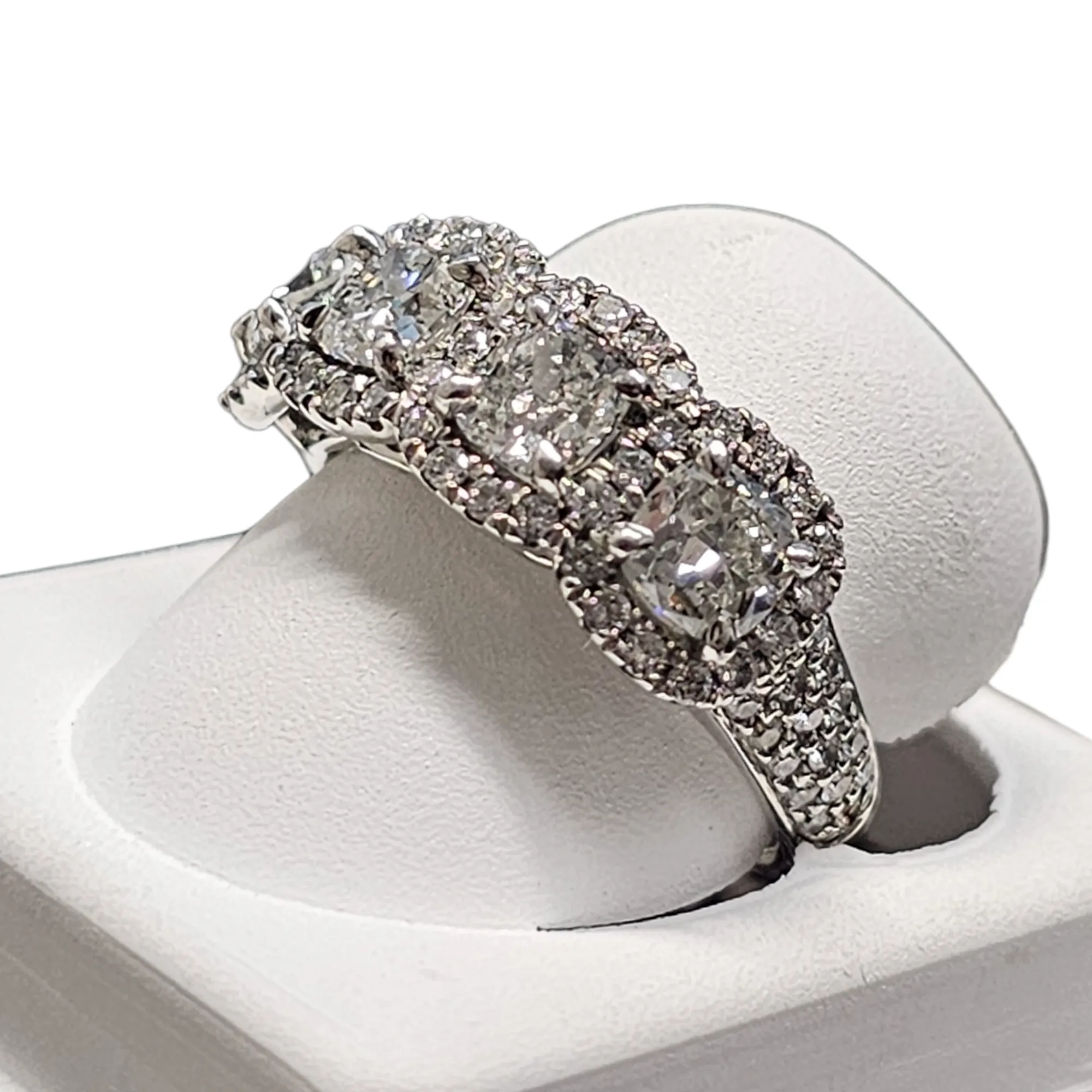 Platinum Cushion Cut 4 Stone Diamond Ring