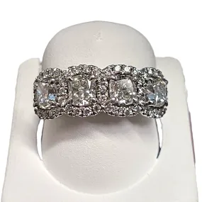 Platinum Cushion Cut 4 Stone Diamond Ring