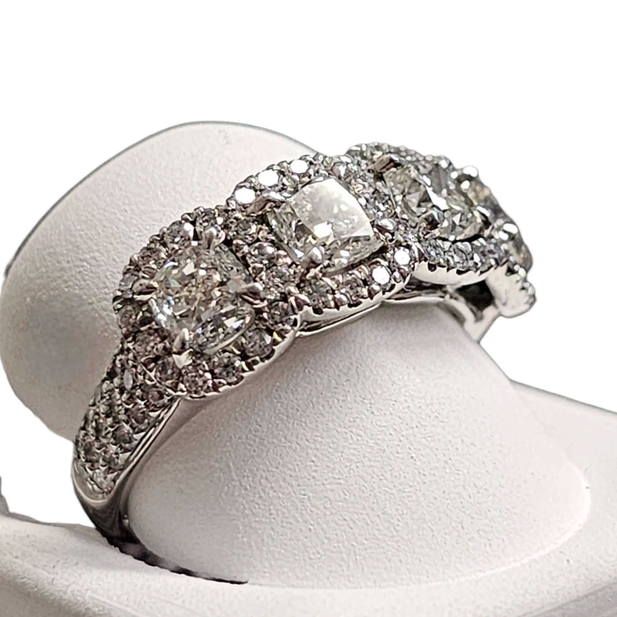 Platinum Cushion Cut 4 Stone Diamond Ring