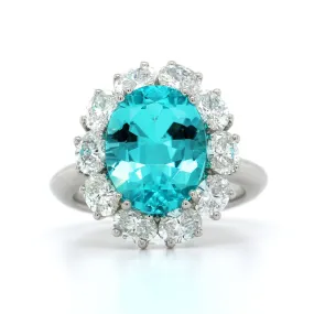 Platinum Paraiba Tourmaline and Diamond Halo Ring