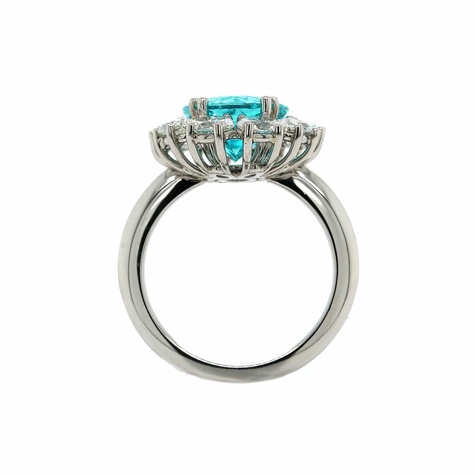 Platinum Paraiba Tourmaline and Diamond Halo Ring