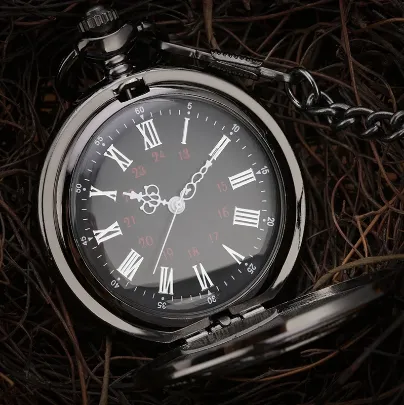 Pocket Watches Black Roman Numerals Pocket Watches With Chain Vintage Men Pocket Watches