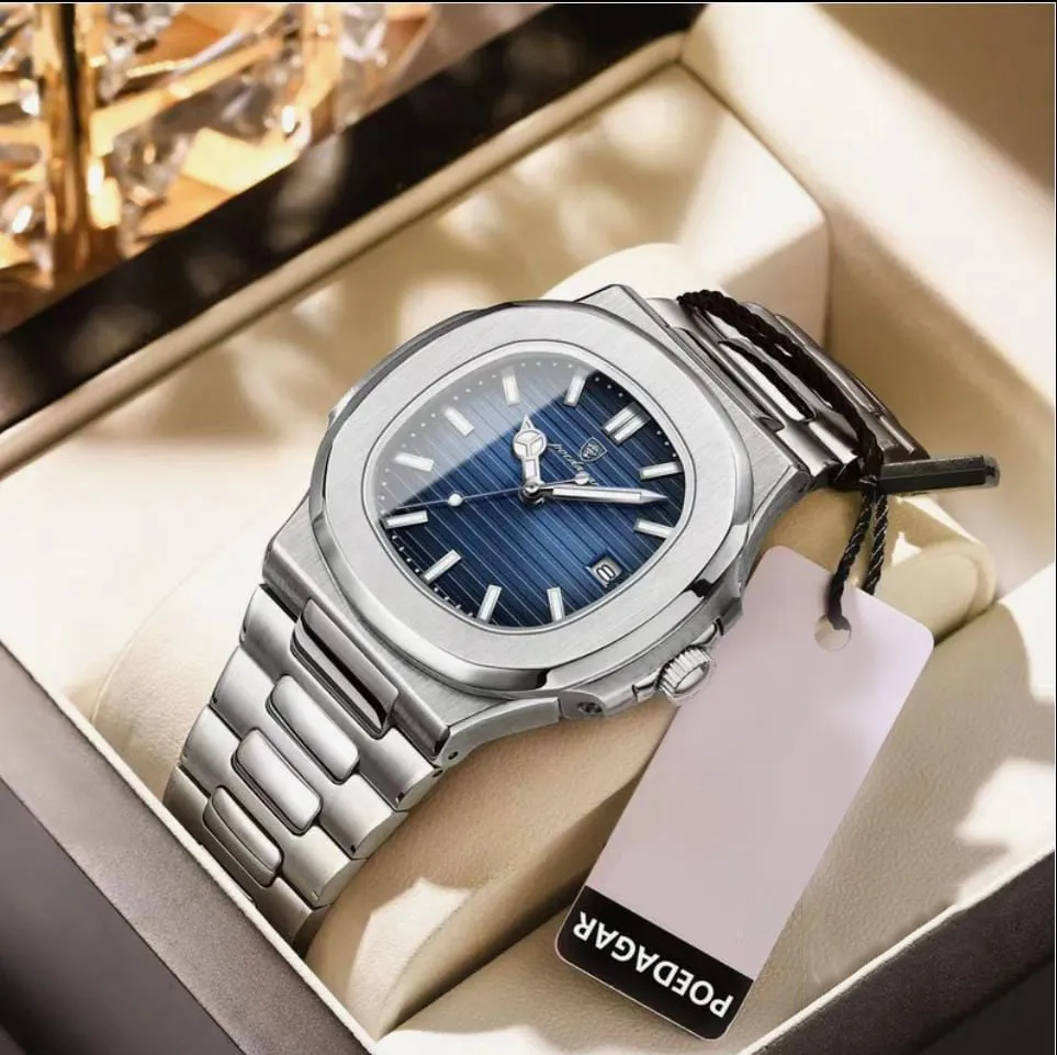 POEDAGAR Men's Luminous Dial Clock Relogio Masculino Quartz Watch S256495