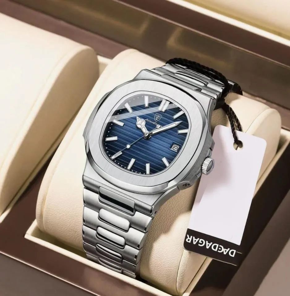 POEDAGAR Men's Luminous Dial Clock Relogio Masculino Quartz Watch S256495