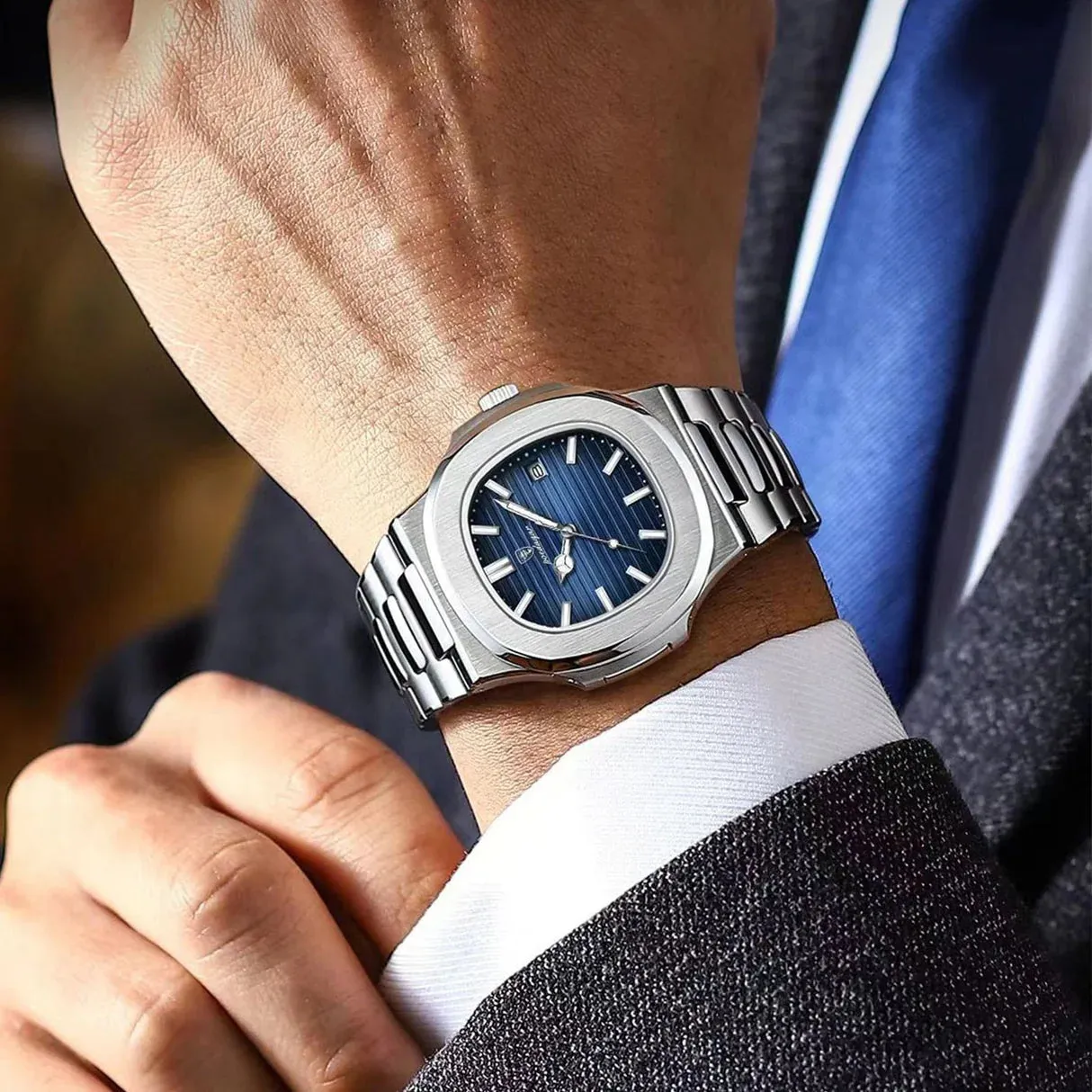 POEDAGAR Men's Luminous Dial Clock Relogio Masculino Quartz Watch S256495