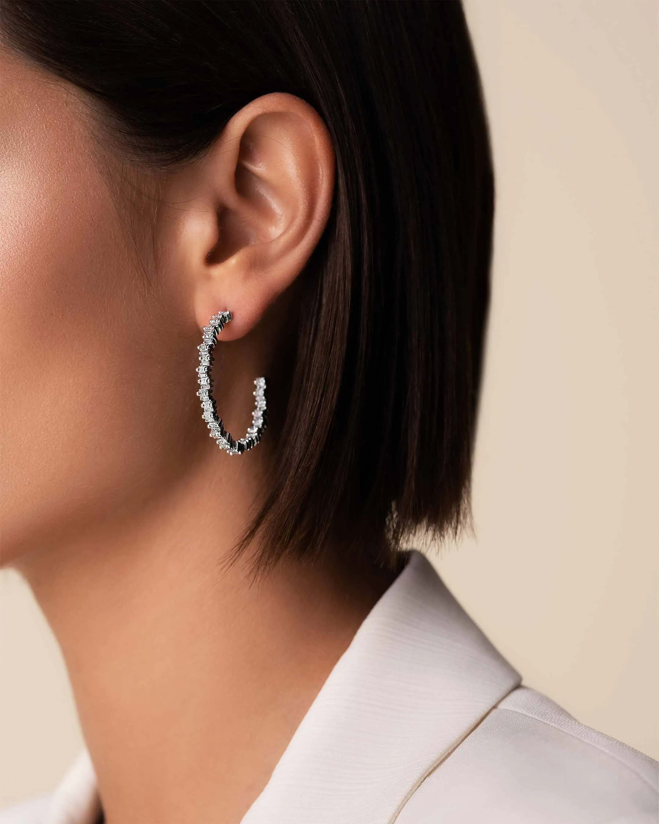 Princess Staggered Diamond Midi Hoops