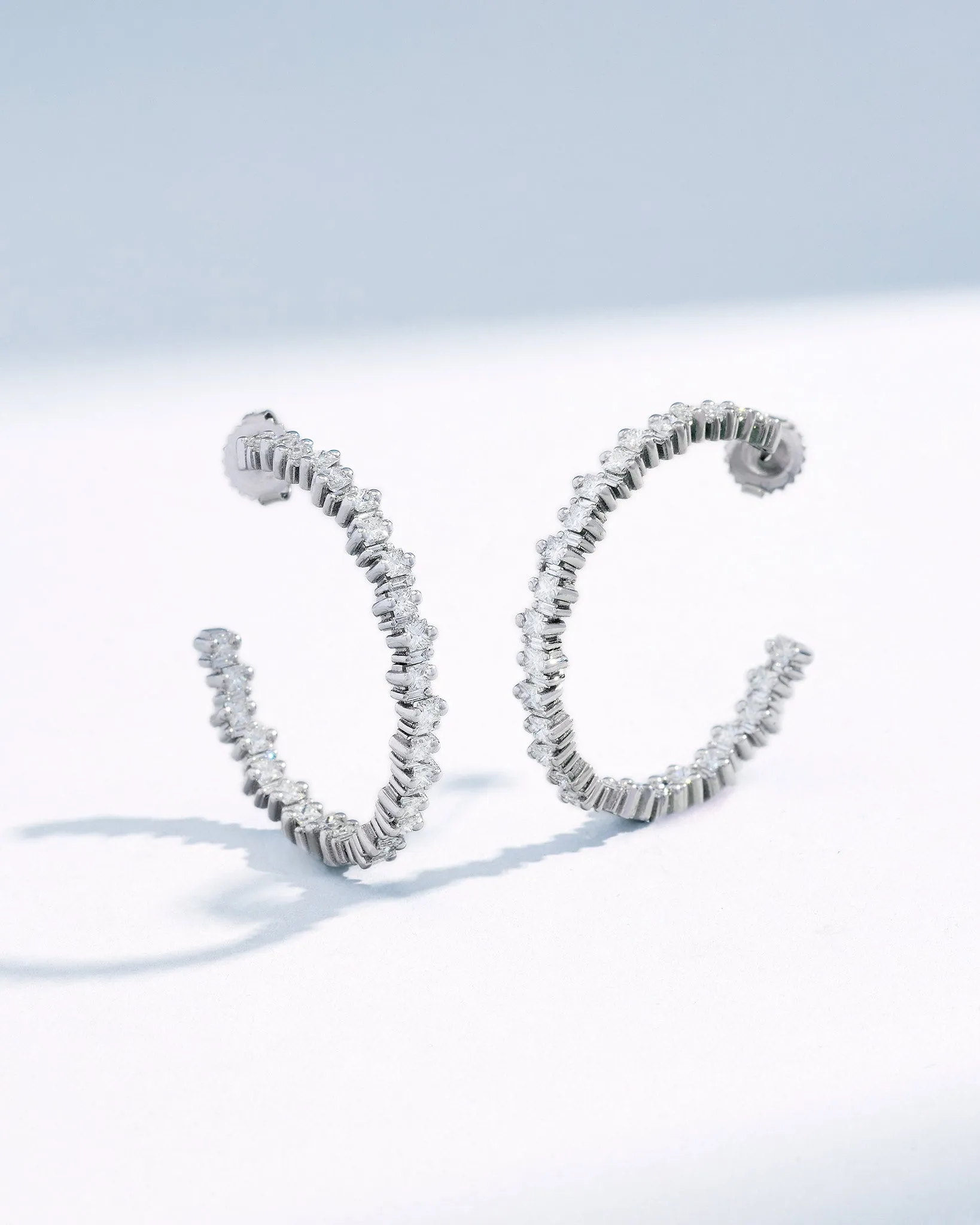 Princess Staggered Diamond Midi Hoops