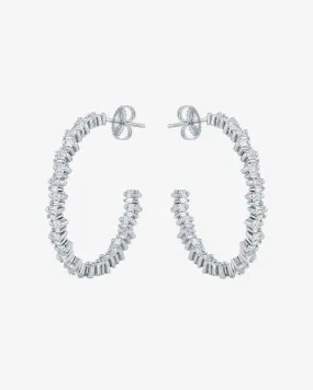 Princess Staggered Diamond Midi Hoops