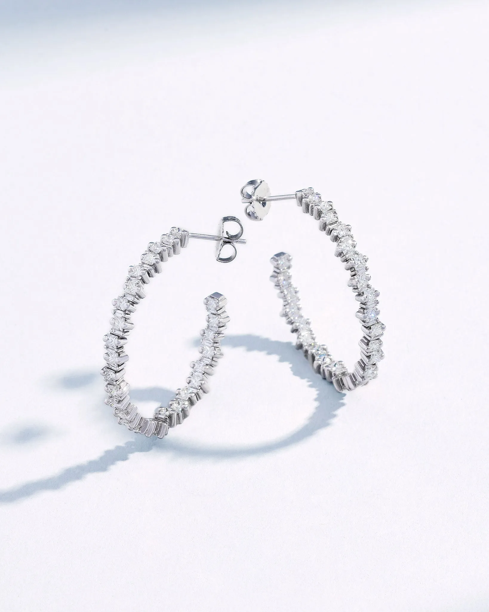 Princess Staggered Diamond Midi Hoops