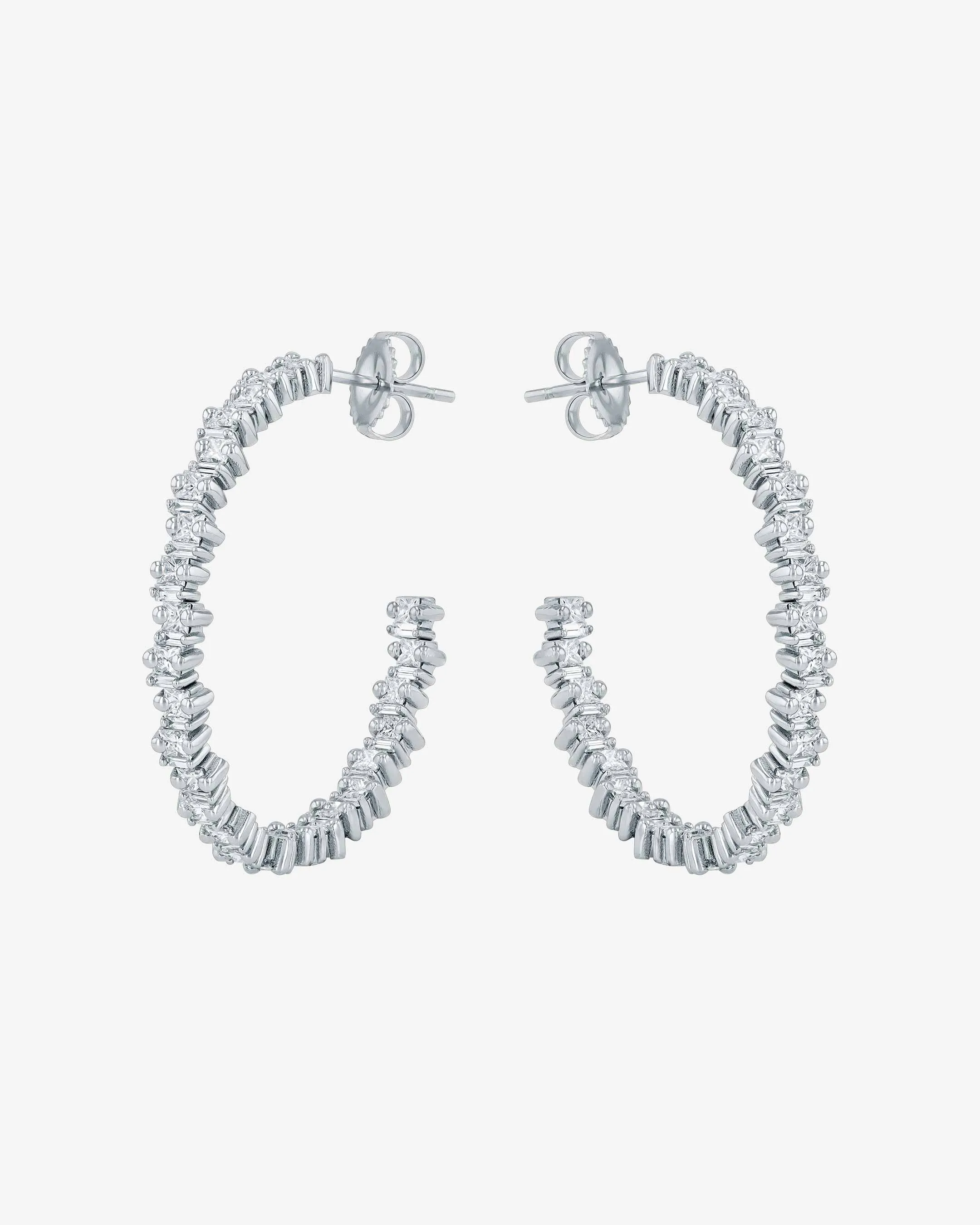 Princess Staggered Diamond Midi Hoops