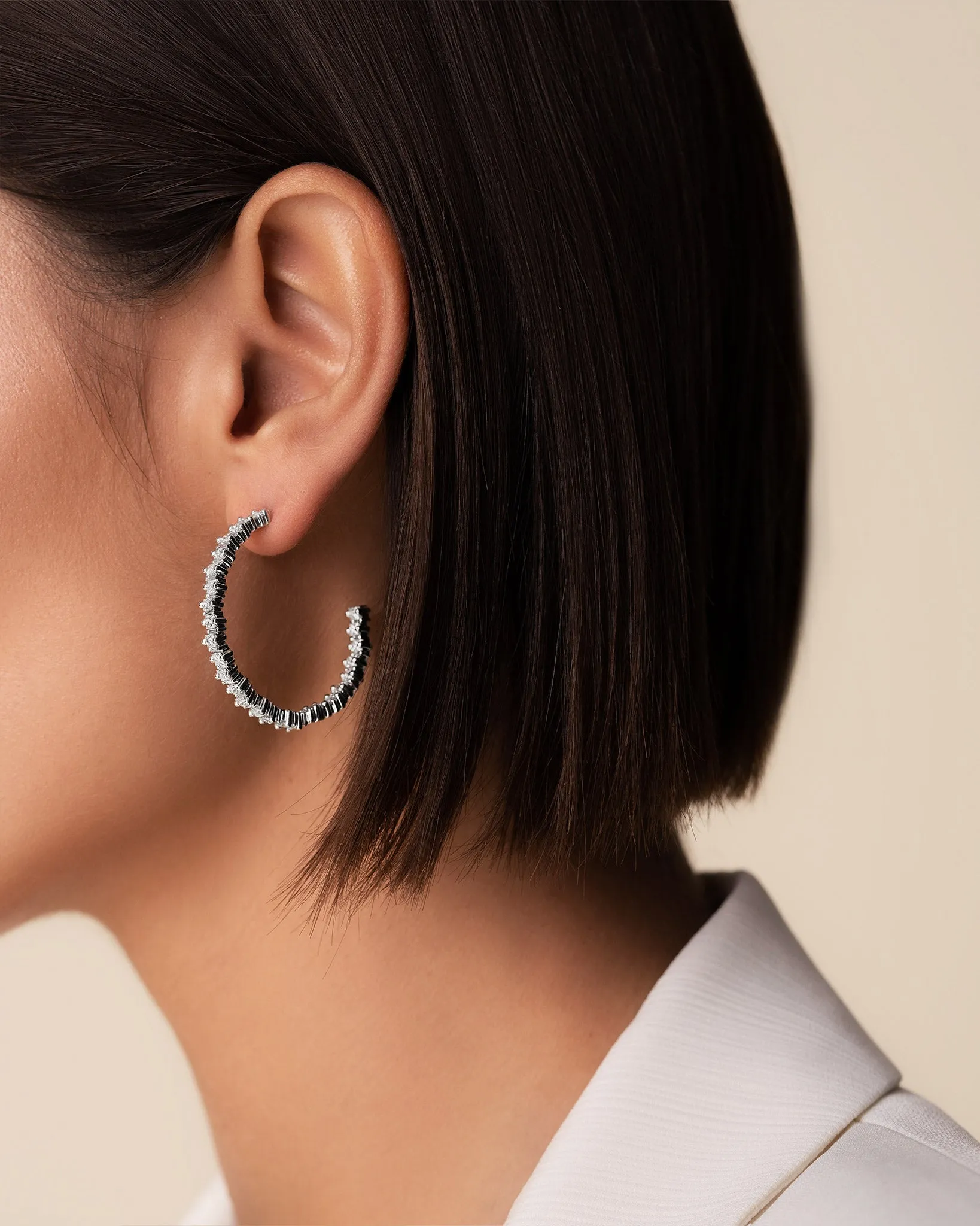 Princess Staggered Diamond Midi Hoops
