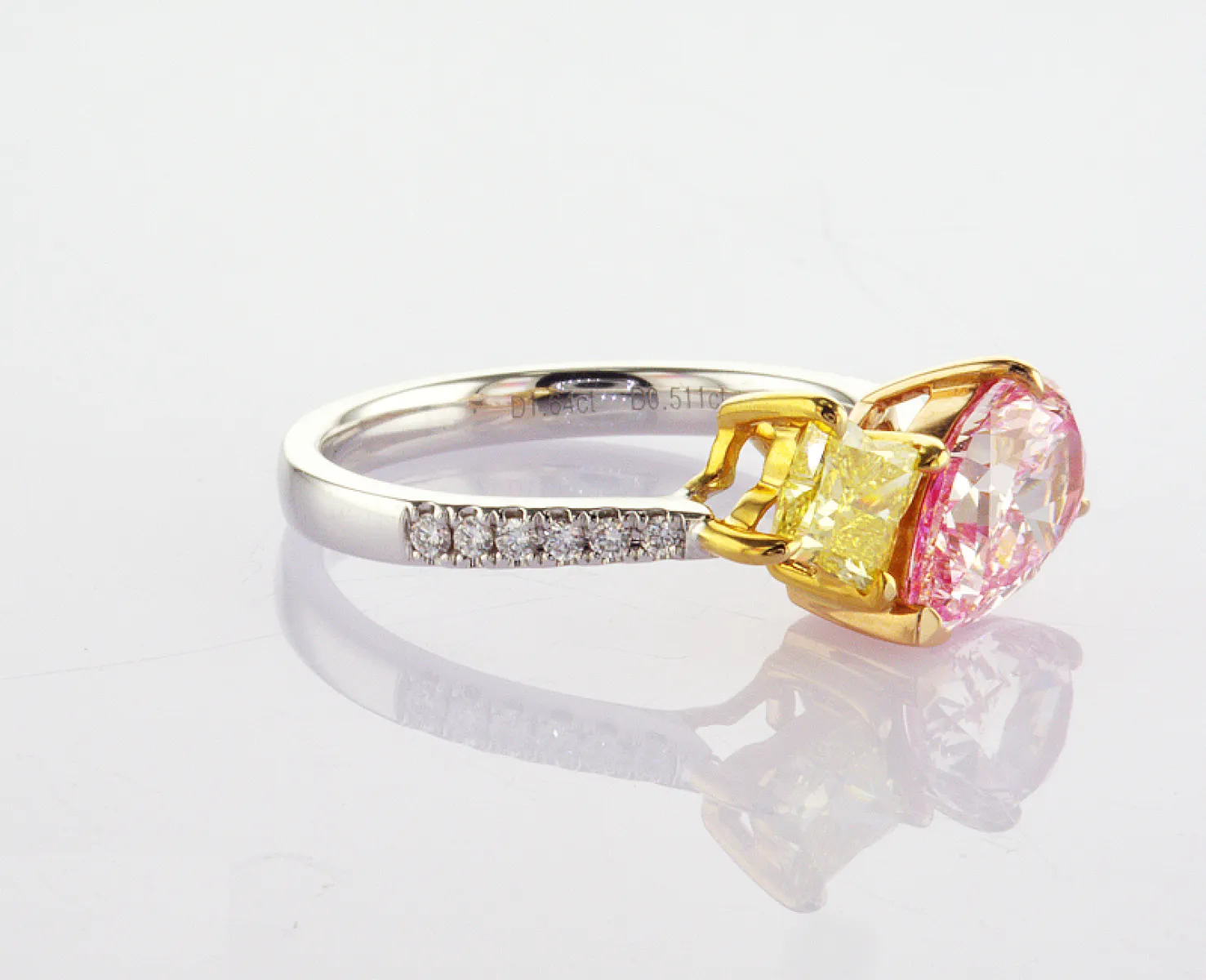 "You & I" Ring - Intense Pink and Yellow Diamonds - 2.27 ct.