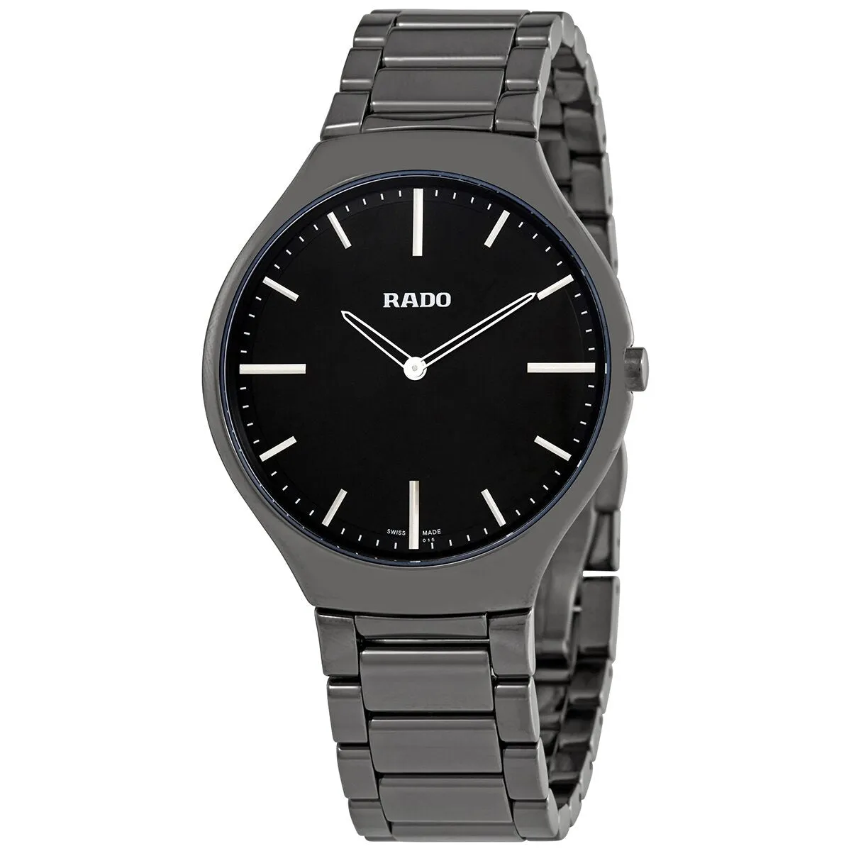 Rado True Black Dial Platinum-tone Ceramic Men's Watch R27955152