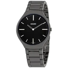 Rado True Black Dial Platinum-tone Ceramic Men's Watch R27955152