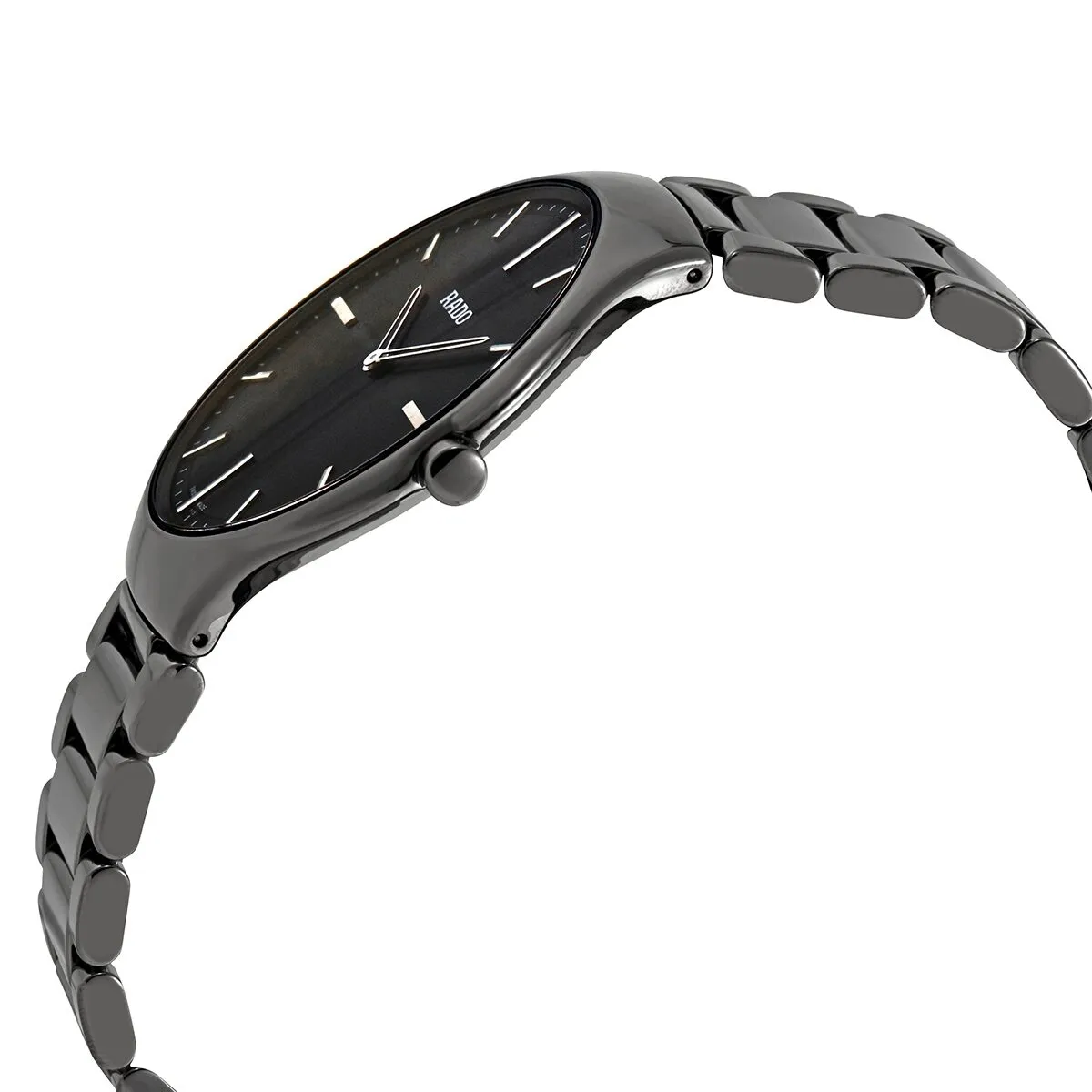 Rado True Black Dial Platinum-tone Ceramic Men's Watch R27955152