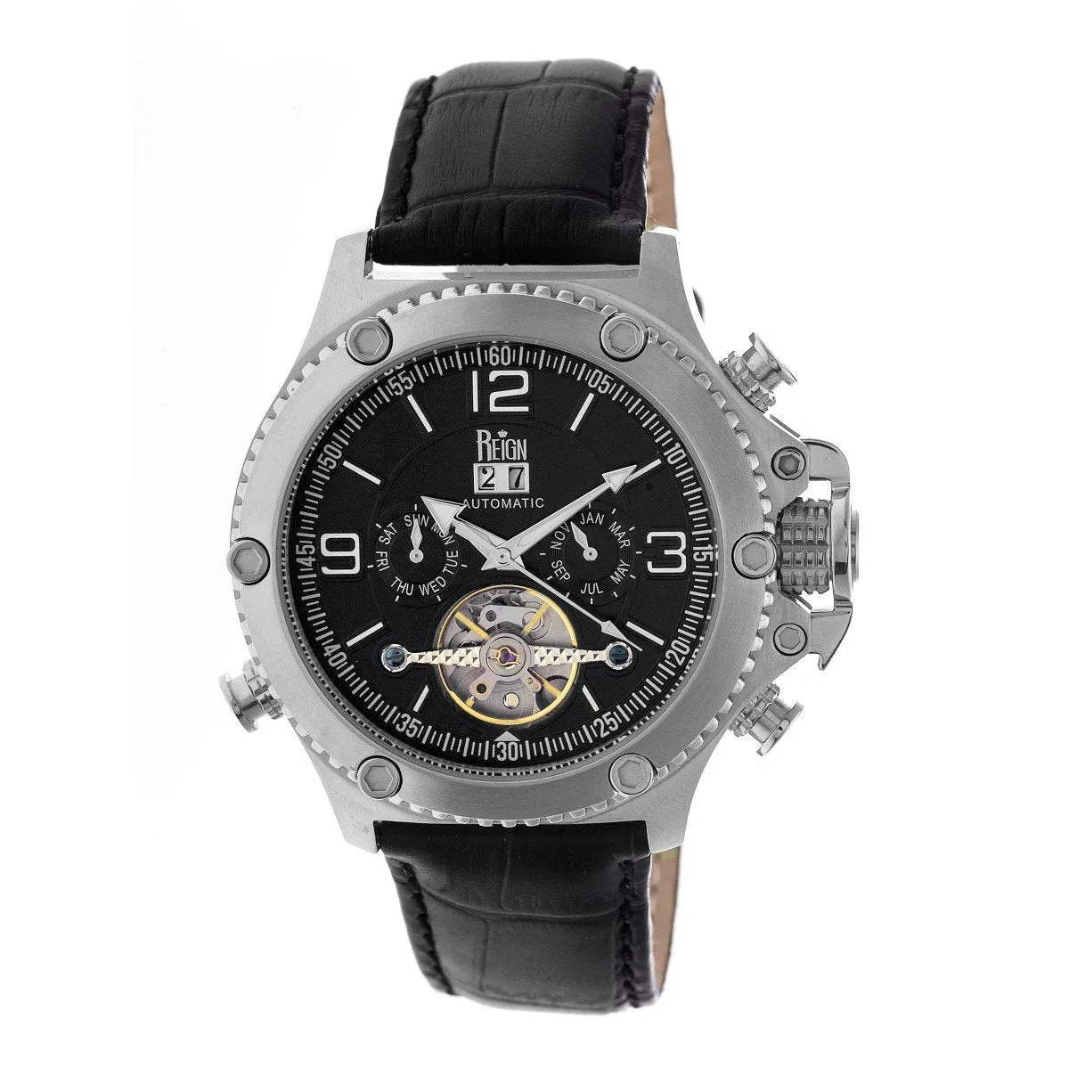 Reign Goliath Automatic Leather-Band Watch