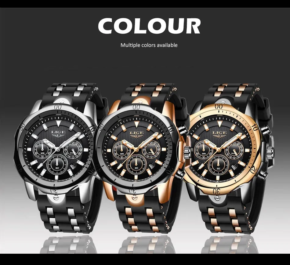 Relogio Masculino New Fashion Watch Men LIGE Top Brand Sport Watches Mens Waterproof Quartz Clock Man Casual Military WristWatch