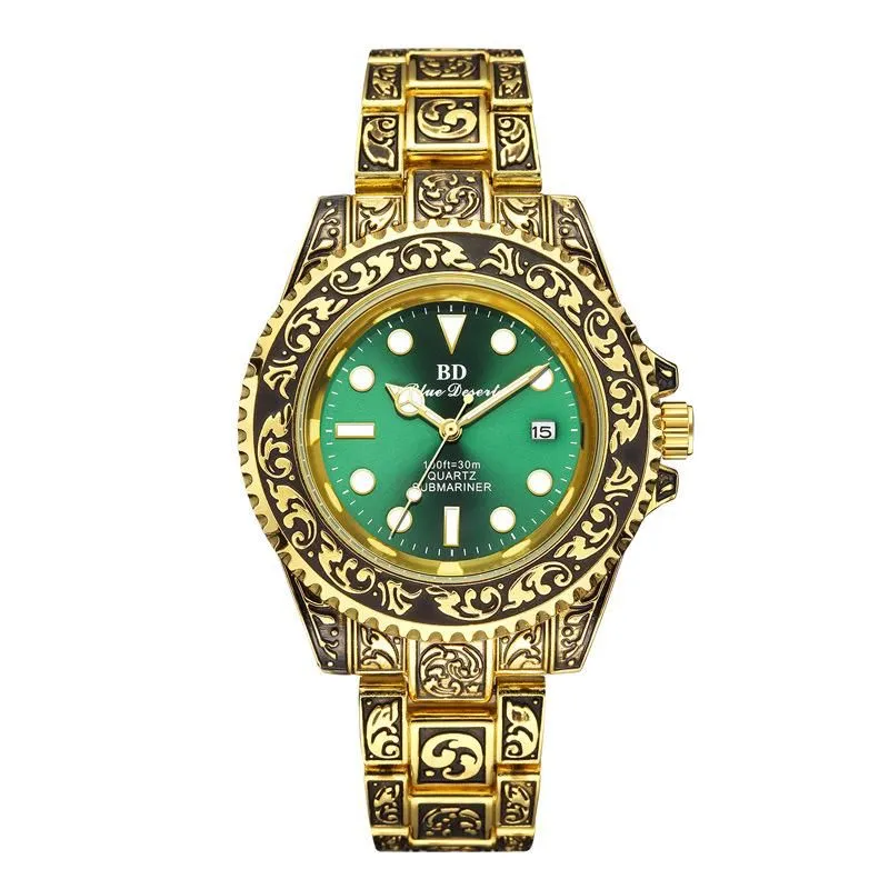 Retro Men's Watch Quartz Waterproof Luminous Green Water Ghost Watch Gift Box S216578