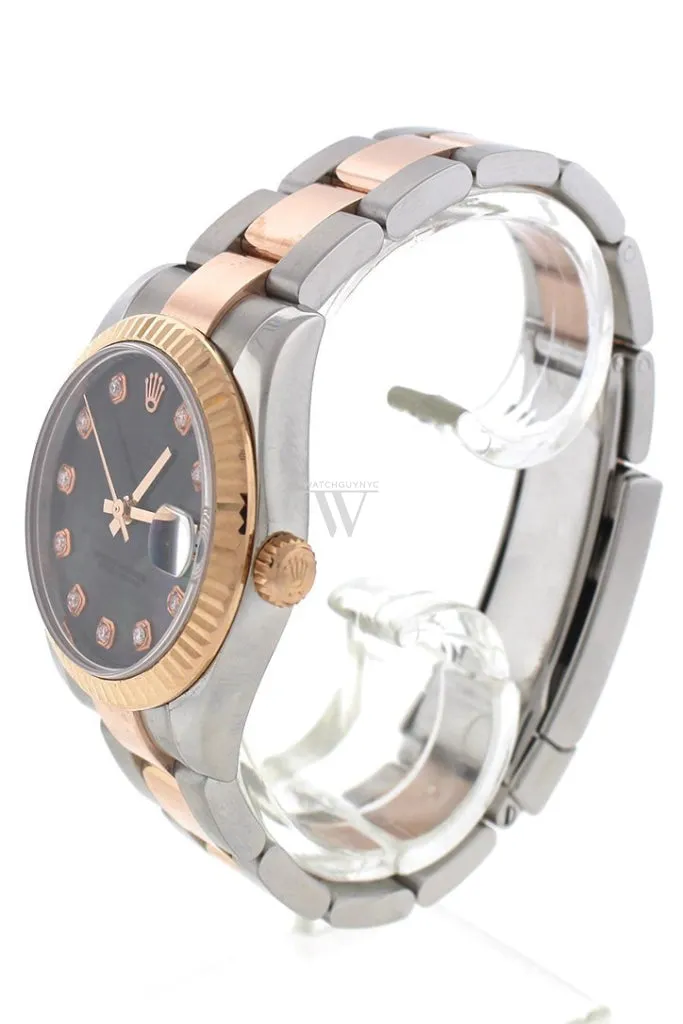 Rolex Custom Diamond Dial Datejust 31 Pearl Dial Rose Gold Two Tone Ladies Watch 178271 Pre-owned