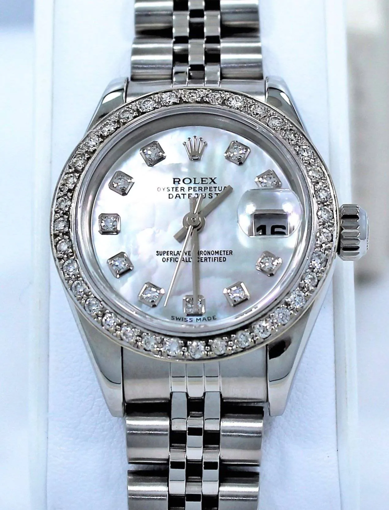 Rolex Datejust 79174 Mop Diamond Dial 1.05Ct Diamond Bezel Ladies Watch