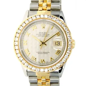 Rolex Datejust SS/18K Pyramid Roman Dial with Diamond Bezel