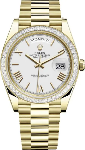 Rolex Day Date 40 Automatic White Dial Men's 18kt Yellow Gold President Watch 228398WRP