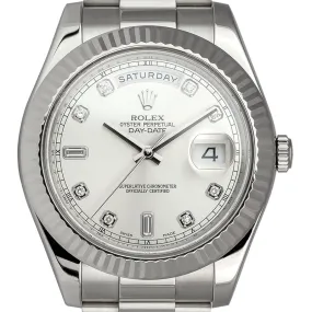 Rolex Day-Date II 18ct White Gold Silver/Diamond Dial 218239
