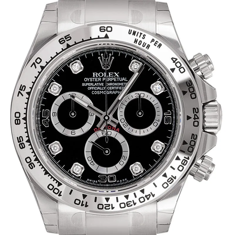 Rolex Daytona 18ct White Gold Black/Diamonds 116509