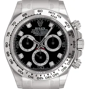 Rolex Daytona 18ct White Gold Black/Diamonds 116509
