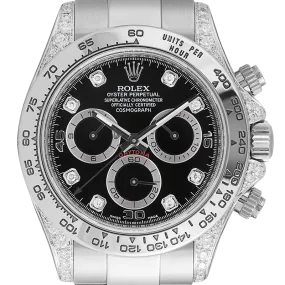 Rolex Daytona 18ct White Gold Diamond Set with Black/Diamonds Dial 116509