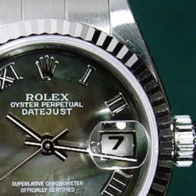 ROLEX Ladies 26mm 18kt White Gold & Stainless DateJust MOP Roman Dial Model 79174