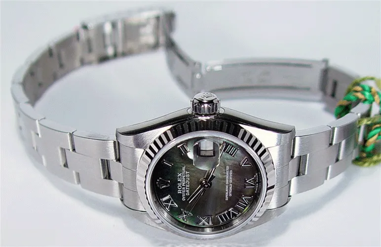 ROLEX Ladies 26mm 18kt White Gold & Stainless DateJust MOP Roman Dial Model 79174