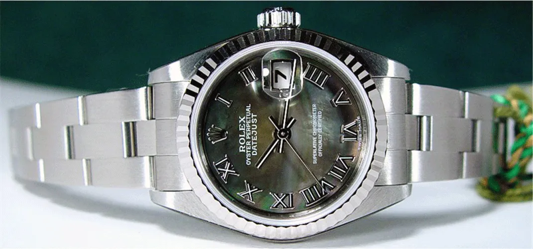 ROLEX Ladies 26mm 18kt White Gold & Stainless DateJust MOP Roman Dial Model 79174