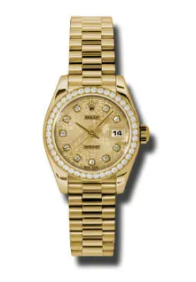 Rolex Lady-Datejust 26 Champagne Dial 18K Yellow Gold President Automatic Ladies Watch 179138CJDP