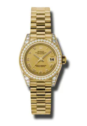 Rolex Lady-Datejust 26 Champagne Dial 18K Yellow Gold President Automatic Ladies Watch 179158CRP