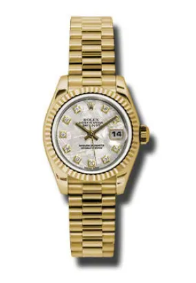 Rolex Lady-Datejust 26 Meteorite Dial 18K Yellow Gold President Automatic Ladies Watch 179178MTDP